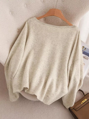 Khaki V-neck maternity cardigan with balloon sleeves and a bow-knot detail.