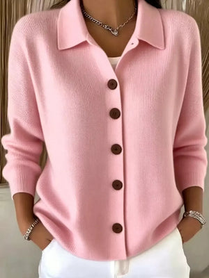Button-up Long Sleeve Cardigan, fit detail