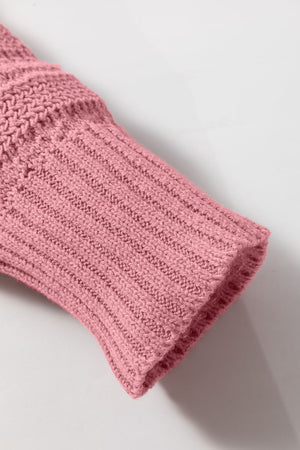 Dusty Pink openwork knit hoodie sleeve with ribbed cuff and open knit detail