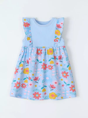 Children's Ruffled Floral Print Dress, side view