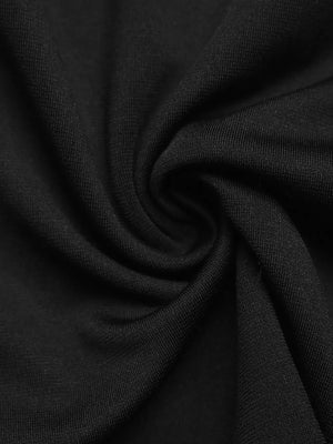 Black A-line mini dress fabric detail