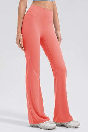Sculpted flare leggings in watermelon pink with a high waist and performance fit.
