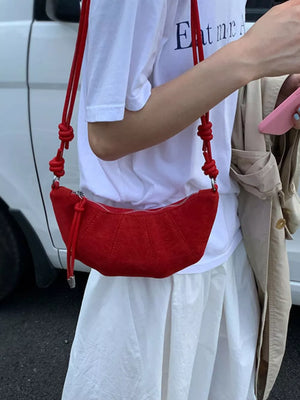 Spaghetti Strap Crossbody Bag in Yellow, close-up detail