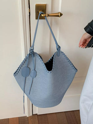 Casual Large Capacity Shoulder Bag in Brown, close-up detail