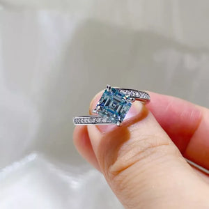 2 Carat Moissanite Sterling Silver Ring, side view