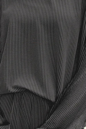 Black striped matching set with a draped detail