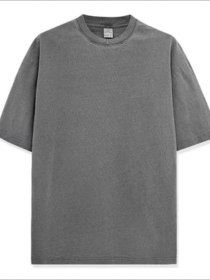 Oversized pigment-dyed crewneck tee in Dark Gray with a relaxed fit and short sleeves.