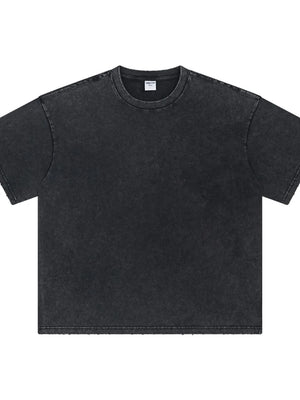 Dark Gray essential half-sleeve tee with a round neck and washed texture.
