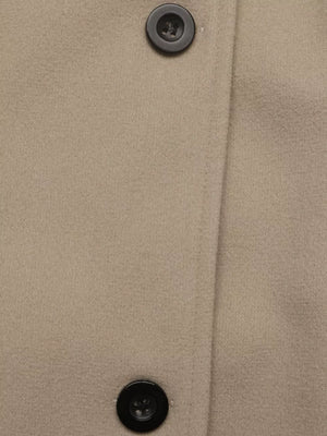 Elegant Button-down Vest Coat in Khaki, fit detail