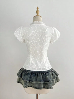 Lace Detail Bow Front Blouse, side view