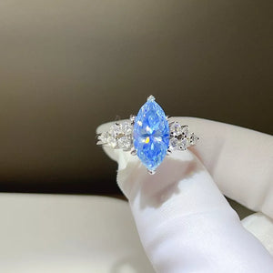 925 Sterling Silver Marquise Solitaire Moissanite Ring, side view
