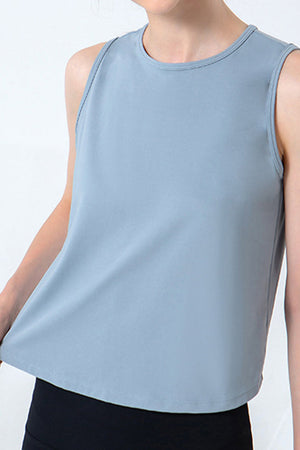 Sculpted Performance Tank Top in Dusty Blue with a round neckline and sleeveless design.