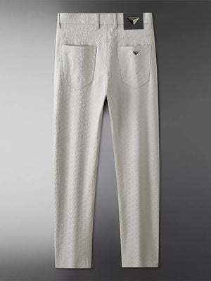 Men's Textured Straight-leg Pants in Grey, side view