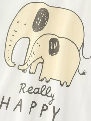 Boys' cotton underwear set with a delightful elephant graphic and "Really Happy" text.
