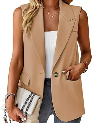 One Button Blazer Vest in Navy, view 11