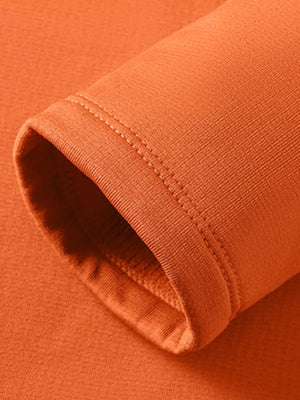 Orange long sleeve undershirt with crew neck and double-stitched cuff detail