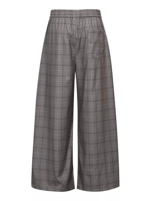Men's Plaid Wide-leg Pants in Gray, close-up detail