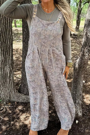Camouflage Twist Ribbed Sleeveless Jumpsuit, model styling view