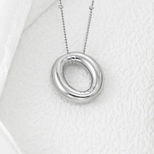 Silver letter O pendant necklace with beaded chain