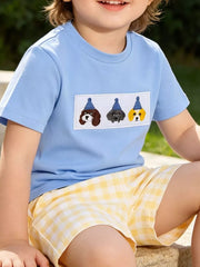 Children's Puppy Round Neck Tee And Shorts Set, front view