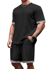 Casual Striped Tee And Shorts Ensemble