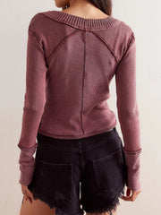 Moonlit Mauve 100% cotton thermal knit cropped cardigan with seam detail