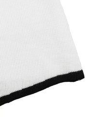 Contrast Trim Button Decor Knit Top in White, fit detail