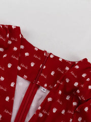 Heart-patterned Tiered Mini Dress