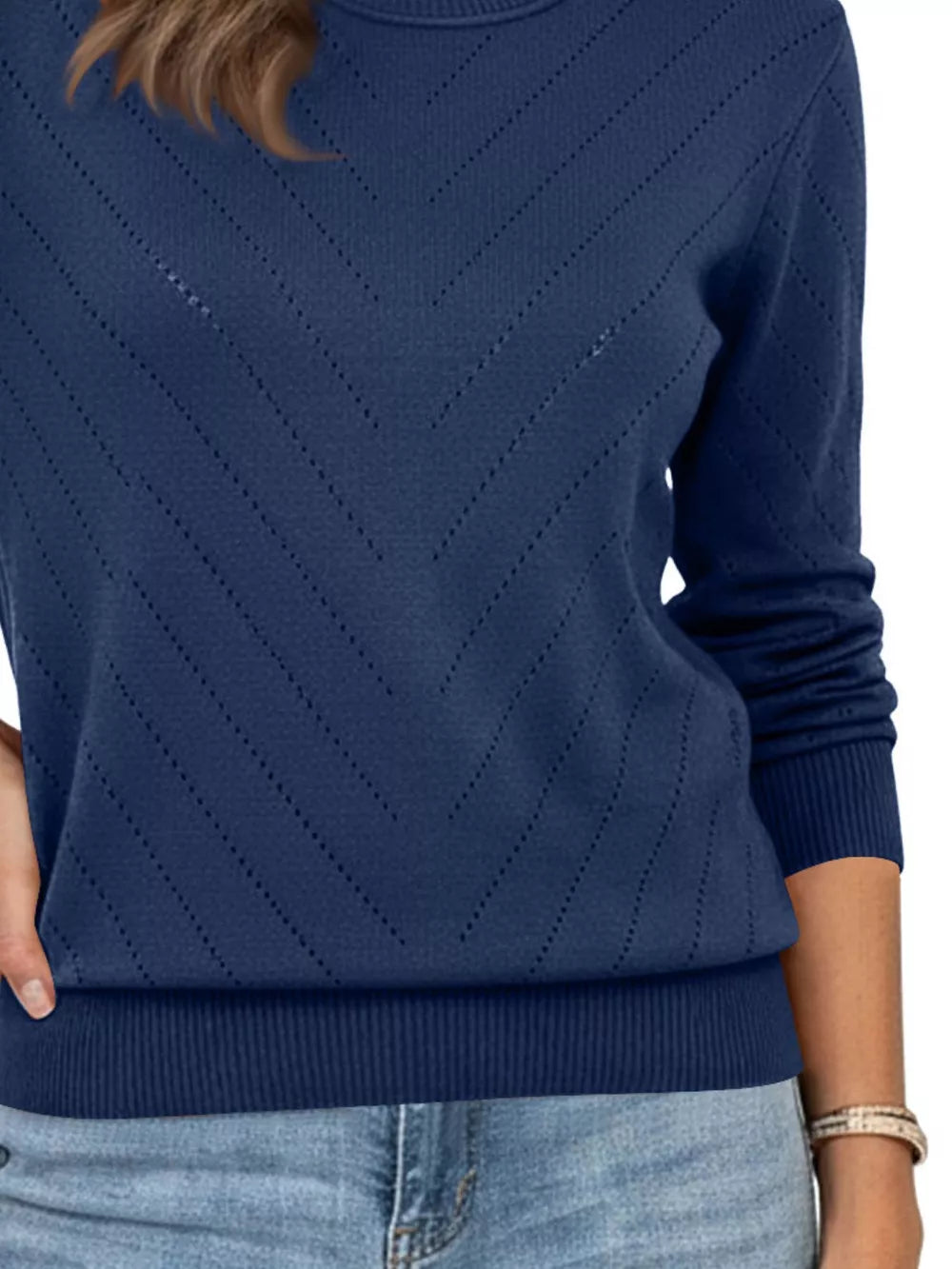 Mauve regular pullover sweater with round neck