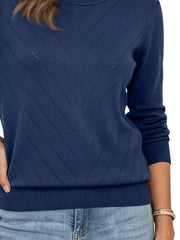 Mauve regular pullover sweater with round neck