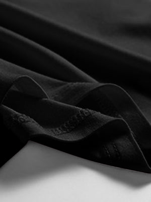 Black scoop neck tank top with soft fabric detail