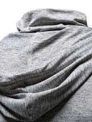 Men's light gray hooded t-shirt with cowl neck detail
