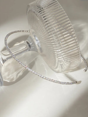 Silver diamond row collar necklace with a delicate chain detail