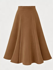 A-line Midi Skirt With Elastic Waistband, product detail