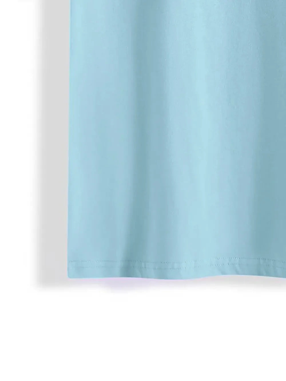 Light blue t-shirt with a crew neck and stitched hem detail