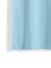 Light blue t-shirt with a crew neck and stitched hem detail