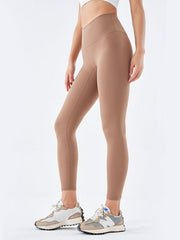 Sculpted Contour High-Waist Leggings in Caramel, seamless activewear pants with a flattering fit.