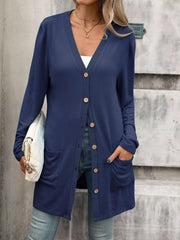 cardigan in Navy with v-neck and long sleeve