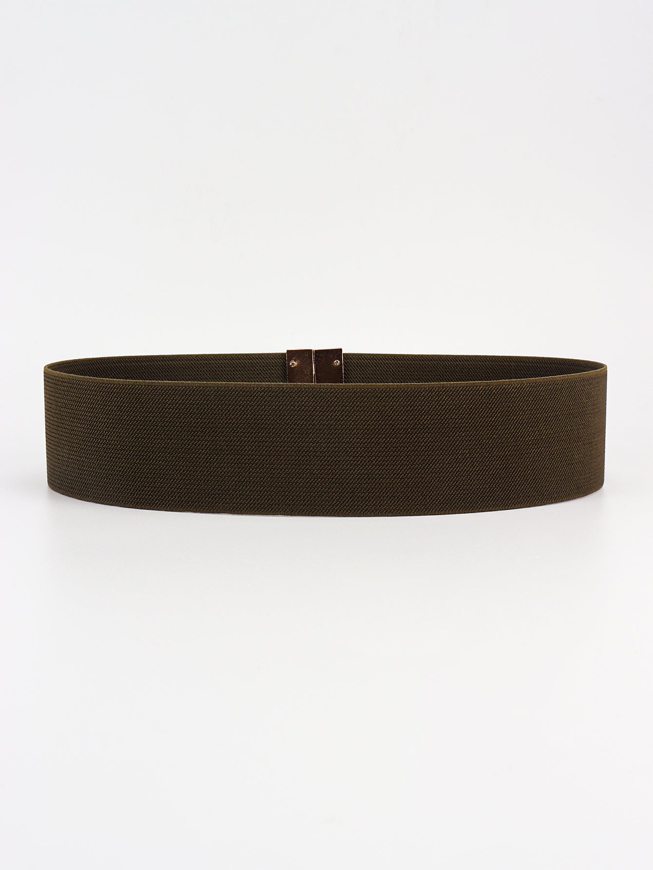Wide elastic belt in Chestnut with a gold-tone clasp