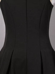 Zip Up Sleeveless Mini Dress in Black, product detail