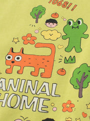 Playful Cartoon Animal T-shirt For Kids