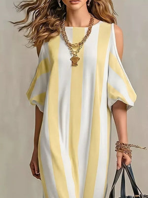 Striped Cold Shoulder Maxi Dress, editorial view