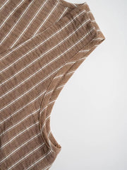 Chic camel striped two-piece set with tie front detail.