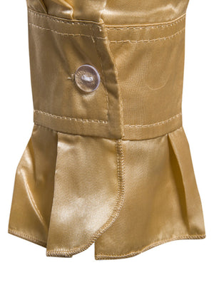 Men's yellow satin shirt cuff with ruffle detail and button closure