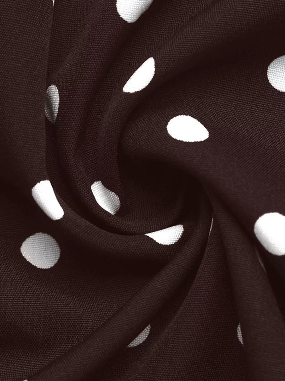 Polka Dot Flare Sleeve Tie Neck Dress in Coffee Brown, view 12