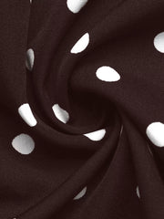 Polka Dot Flare Sleeve Tie Neck Dress in Coffee Brown, view 12