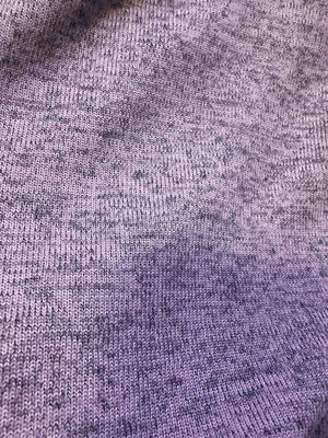 Button-detail slub knit square neck top in lavender with a heathered pattern.