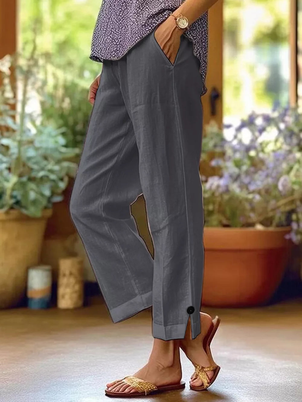Full Size Casual Wide-leg Pants Plus Size, alternate angle