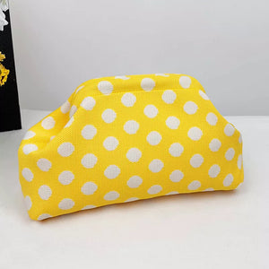 Polka Dot Knit Clutch Bag, model styling view