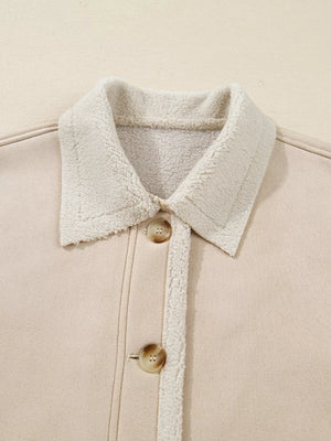Eggshell lined western jacket with sherpa collar and button front detail